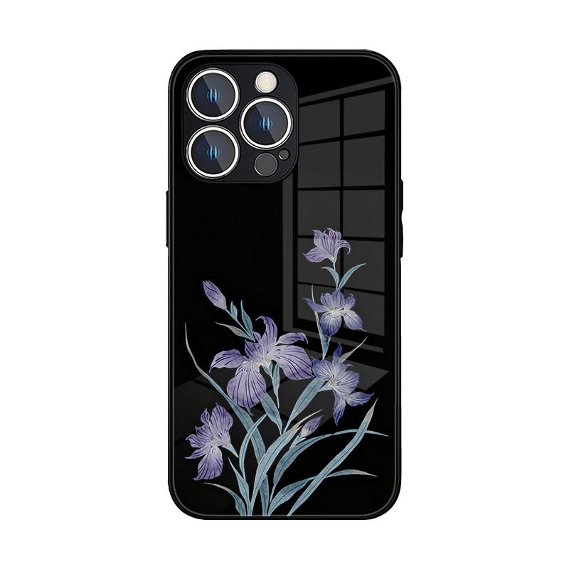 紫鸢曳影适用苹果17promax手机壳玻璃iphone14艺术生OPPOreno9一加vivox100华为mate80红