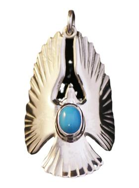 高桥吾郎纯银飞鹰镶嵌吊坠