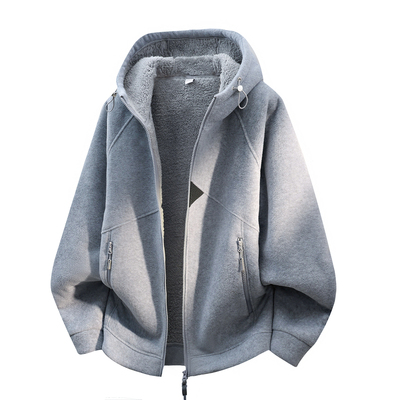 新款冬季ins风简约宽松连帽时尚潮加厚暖摇粒情侣保暖外套2588