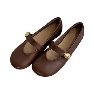 弄里人佳大码女鞋41-43码单鞋秋新款玛丽珍小皮鞋40 42宽胖脚