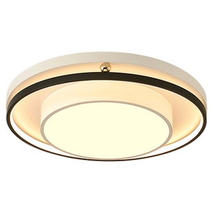 现代北欧吸顶灯长方形客厅主灯圆形卧室房间灯简约黑白两室一厅