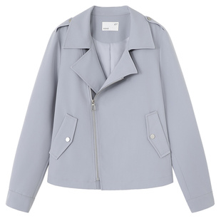 YBAI/亦白 2026春季新款时尚简约百搭短机车斜拉链夹克外套上衣女