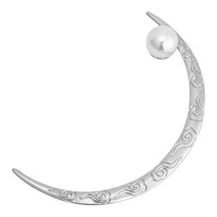 银色珍珠上弦月簪女新中式半月金属挽发簪小众丸子头盘发头钗簪子