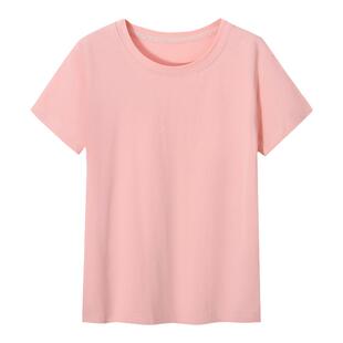 白色t恤女士纯棉短袖加大码新款夏季宽松短款上衣蓝色打底衫