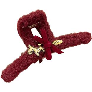 氛围感新年气质小马大号抓夹发量大盘发鲨鱼夹高级感百搭发夹头饰