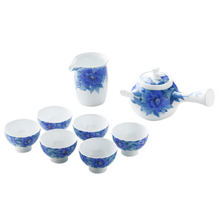 醴陵手绘青花功夫茶具陶瓷釉下彩日式一壶六杯便携茶器套装创意礼