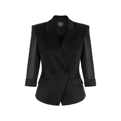 MARYLING戗驳领垫肩七分袖西装