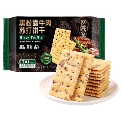 EDO PARK黑松露牛肉味苏打饼干252g酥脆营养早餐饼干下午茶