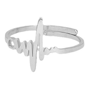 心电图创意戒指气质开口戒可调节网红日韩钛钢设计小众爱心情侣潮