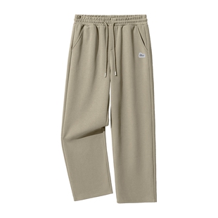 班尼路男士休闲裤子男款春季米咖色男款裤子印花直筒裤垂感长裤A