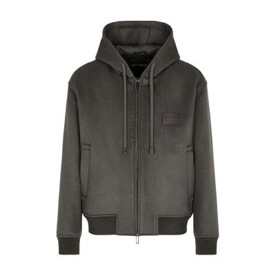 阿玛尼男士全绵羊毛连帽拉链夹克