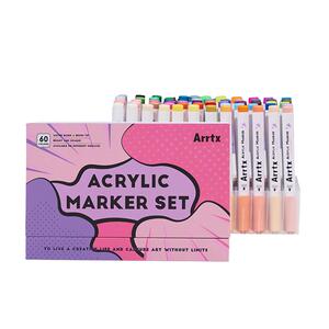 Arrtx阿泰诗丙烯马克笔套装60色卡乐魔盒绝绝紫防水软头DIY水彩笔丙烯颜料马克笔彩色涂鸦笔套装