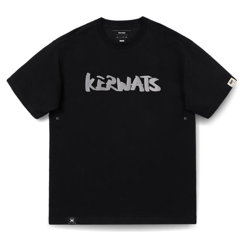 KERWATS品牌美式t恤男女情侣装字母刺绣圆领短袖宽松加大号男装