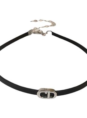 皮革字母颈带禁欲系项链