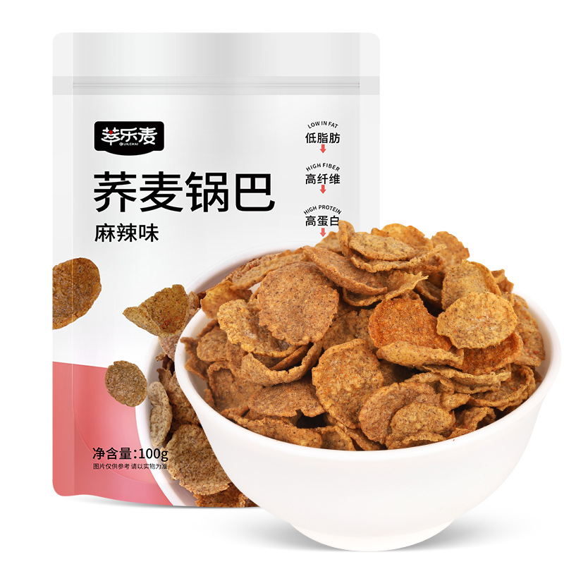 荞麦脆锅巴0低脂无糖精非油炸解馋追剧小夜宵速食充饥零食品热量