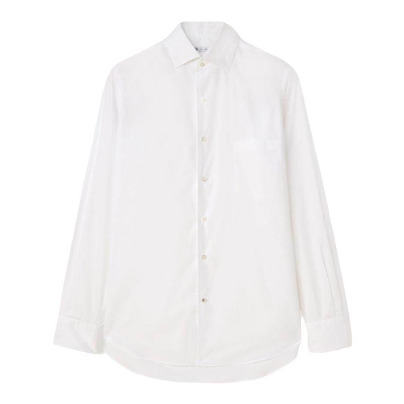 Loro Piana/诺悠翩雅男装明亮白色棉质长袖经典商务休闲衬衫