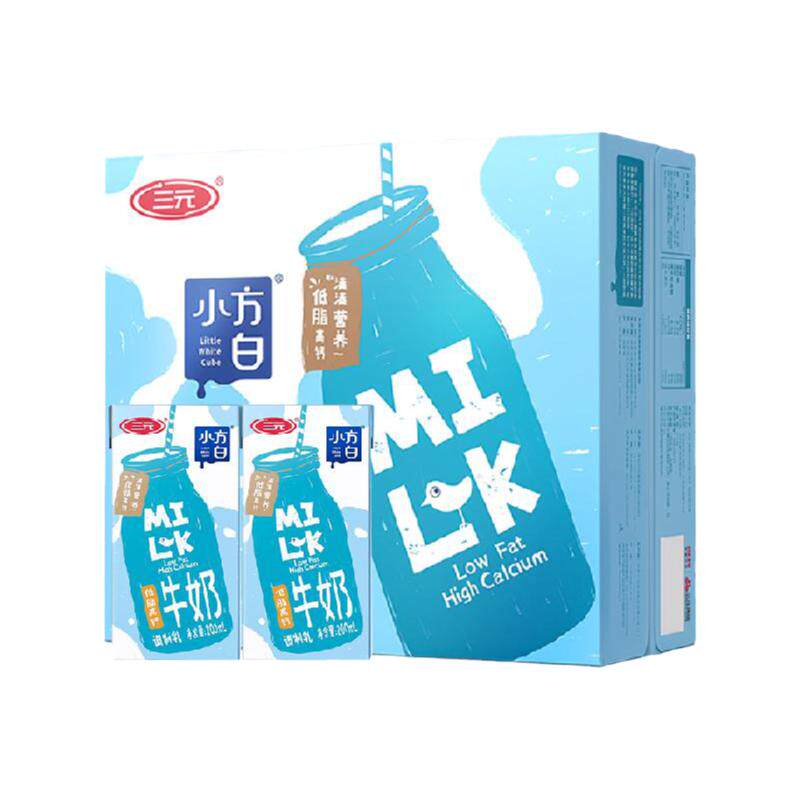 三元小方白低脂高钙200ml*24盒调制乳牛奶早餐奶