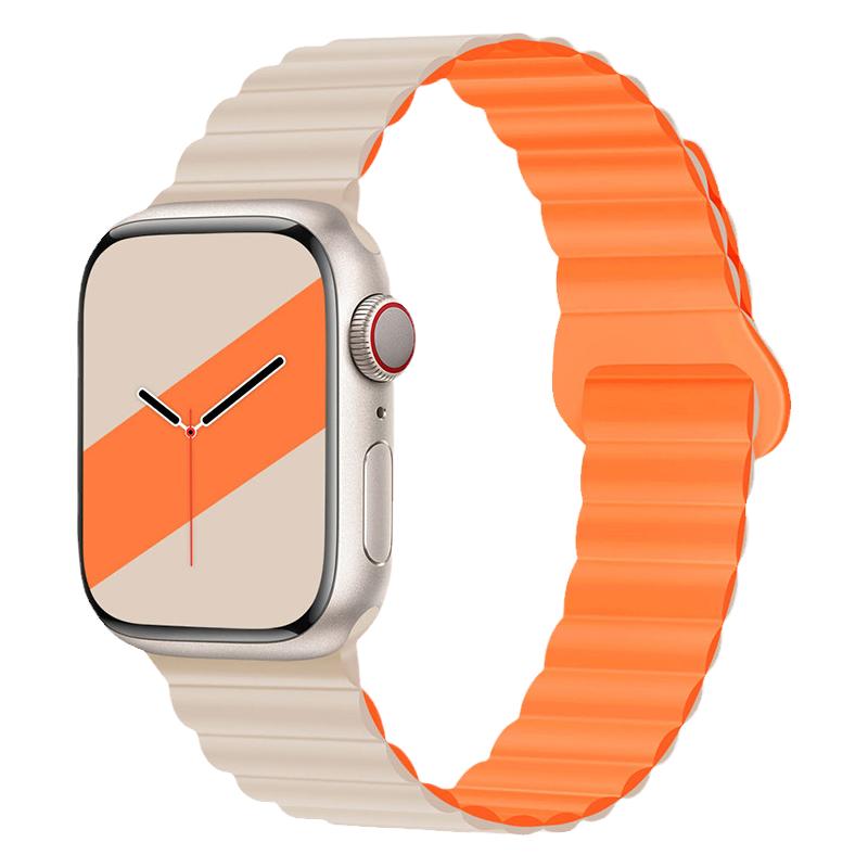 适用applewatch9苹果S8手表iwatch7表带s7硅胶SE2磁吸6创意5双色4小众3代高级ins新款Ultra男女运动透气表带