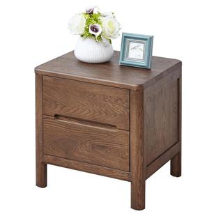 源氏木语加兰实木床头柜现代简约原木风床边柜家用抽屉柜收纳柜子