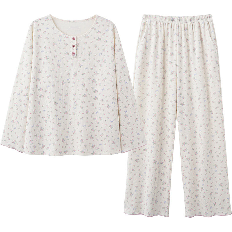马克公主甜美韩系碎花柔软棉睡衣
