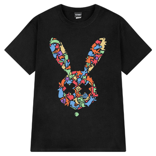 兔子印花t恤短袖男夏季vibe潮牌体恤百搭美式高街oversize五分袖
