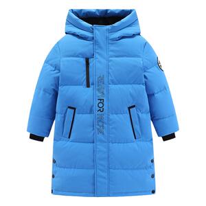 雪中飞蓄热儿童羽绒服长款男女童极寒加厚中大童字母印花鸭绒外套