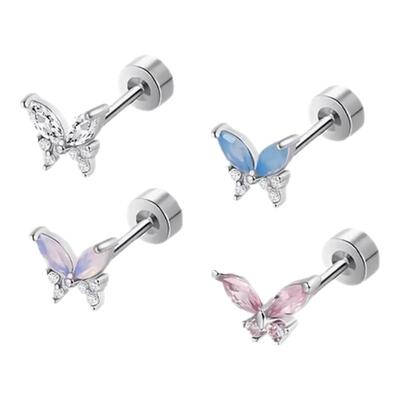 钛研社｜316L钛钢耳钉蝴蝶养耳洞耳骨钉女小众设计感防敏绝美耳饰