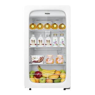 海尔冰吧88升茉莉白家用客厅小型冰箱饮料茶叶冷藏饮品透明保鲜柜