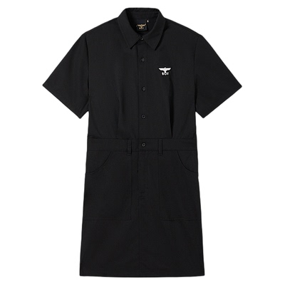 【心动时刻】BOYLONDON夏季黑色潮牌翻领工装裙收腰连衣裙W37901