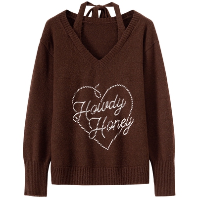 【希林娜依·高同款】BANANA BABY2025年冬新款绵羊毛针织女系带