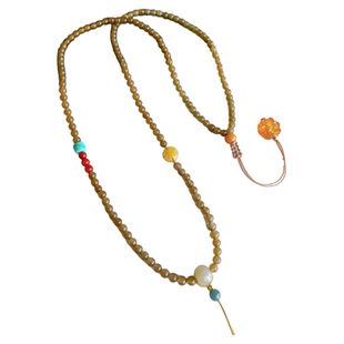 天然和田玉糖玉珠链新中式挂链项链男女平安扣吊坠绳八宝罗盘绳子