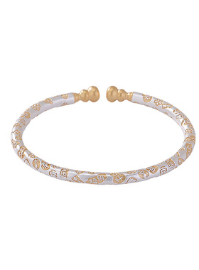 山予棠S999.9足银描金葫芦吉言相伴文字中式国风开口手镯