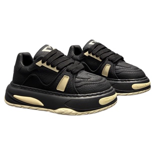 鞋子男款2025新款秋冬加绒面包鞋百搭潮厚底增高鞋低帮系带休闲鞋