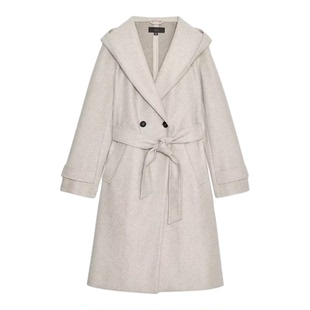 ZA外贸出口女装秋冬多色选双襟排扣休闲软质连帽大衣外套3046273