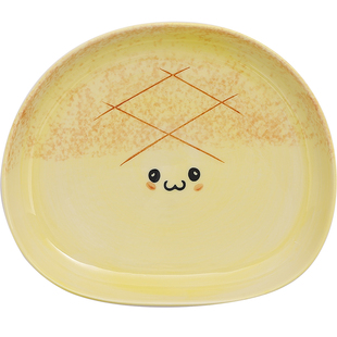 面包脑袋创意可爱的盘子陶瓷家用菜盘甜品盘釉下彩精致茶点点心盘