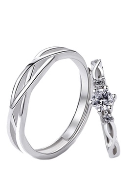 s925银开口微镶锆石情侣戒指