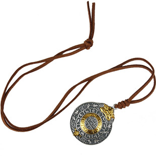 纯银九宫八卦牌足银999吊坠装饰工艺品藏式十二生肖男女项链饰品