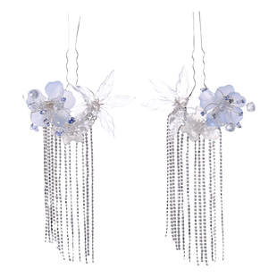 古装发钗银色花朵钗仙气流苏步摇古风发簪套装造型配饰汉服头饰女