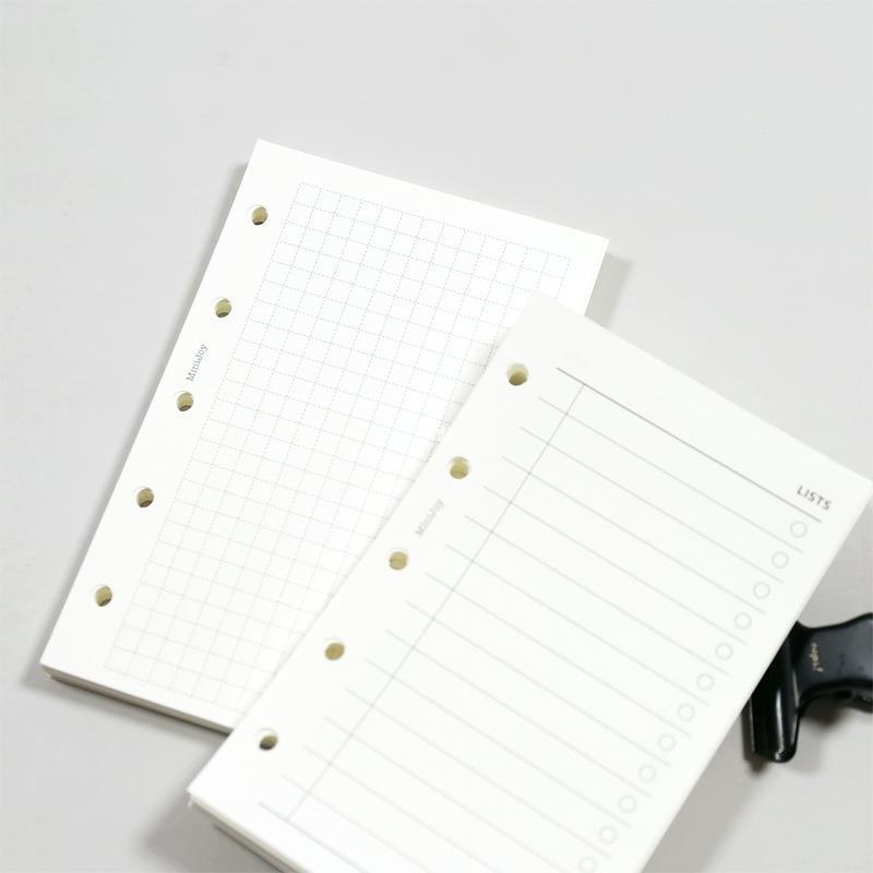58手帐本5孔月待办内芯活页活页纸计划页折页空白合辑替方格