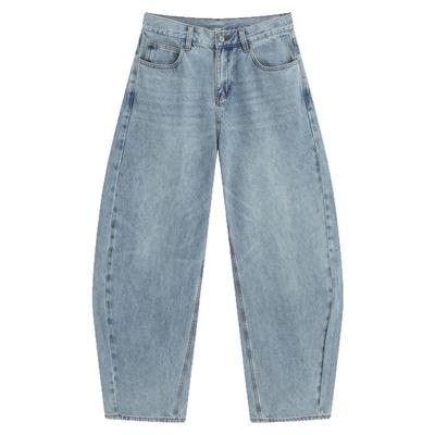 商场同款流石男装复古牛仔弯刀裤