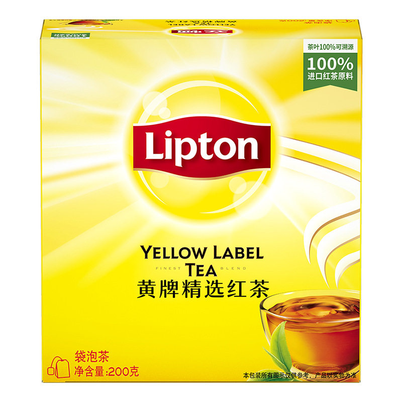 立顿黄牌精选红茶100包袋泡茶茶包茶叶200g茉莉花绿茶乌龙茶办公
