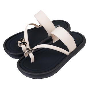 细细条 韩系蝴蝶一字带夹脚拖鞋女夏ins高级感平底沙滩凉拖人字拖