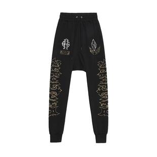 TCH潮牌纹路烫钻休闲长裤男女同款秋季款直筒流行裤子T21120C6047