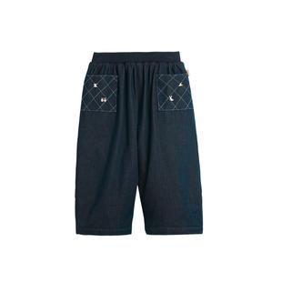 whitewheat儿童2025冬季新款长裤男女童加绒阔腿裤不褪色牛仔裤厚