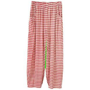 安之伴【巨柔软】纯棉睡裤女款春秋季宽松格子长裤单件裤子家居裤