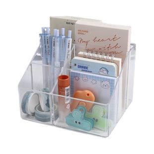 透明收纳盒办公室课桌上文具笔筒收纳高颜值ins风个性多格笔筒