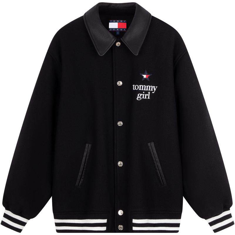 Tommy女装羊毛混纺翻领宽松棉服