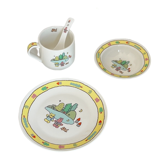 礼盒装！高颜值可爱插画陶瓷餐具套装早餐盘咖啡杯甜品碗生日礼物