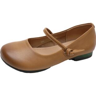 一字带玛丽珍小皮鞋女真皮软底单鞋平底大头妈妈鞋子复古文艺女鞋