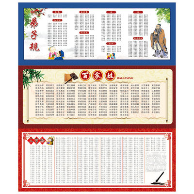 三字经学生儿童版百家姓有声墙贴
